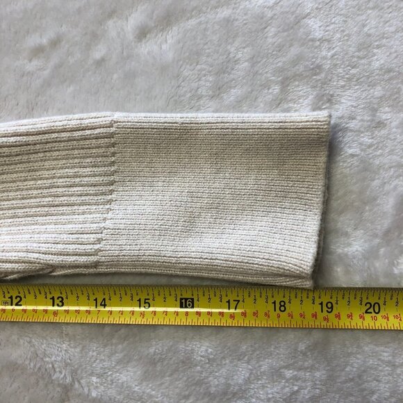 CALVIN Klein Oatmeal V Neck Button Down Ribbed Knitted Cardigan Size Large - Picture 8 of 11